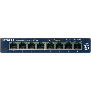 NETGEAR ProSAFE Unmanaged Switch - GS108GE - Desktop - 8 Gigabit Ethernet poorten 10/100/1000 Mbps (GS108GE) thumbnail