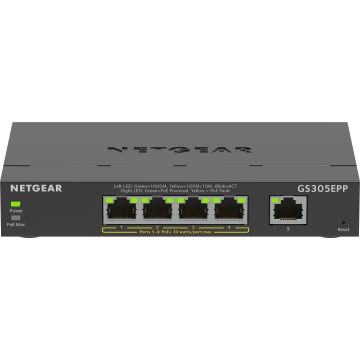NETGEAR 5-Port Gigabit Ethernet High-Power PoE+ Plus Switch (GS305EPP) (GS305EPP-100PES) thumbnail