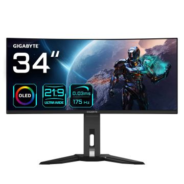 GIGABYTE MO34WQC computer monitor 86,4 cm (34") 3440 x 1440 Pixels Wide Quad HD OLED Zwart (MO34WQC EK) thumbnail