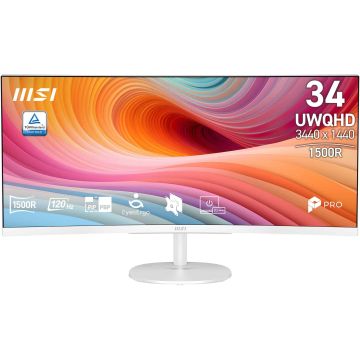 MSI Pro MP341CQW E12 computer monitor 86,4 cm (34") 3440 x 1440 Pixels UltraWide Quad HD Wit (9S6-3PB2CT-057) thumbnail