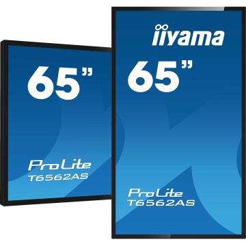 iiyama T6562AS-B1 beeldkrant Kiosk-ontwerp 163,8 cm (64.5") LED 500 cd/m² 4K Ultra HD Zwart Touchscreen Type processor Android 8.0 24/7 (T6562AS-B1) thumbnail