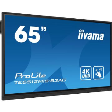 iiyama TE6512MIS-B3AG beeldkrant Kiosk-ontwerp 165,1 cm (65") LCD Wifi 400 cd/m² 4K Ultra HD Zwart Touchscreen Type processor Android 11 24/7 (TE6512MIS-B3AG) thumbnail