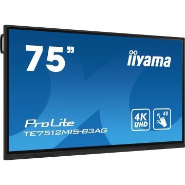iiyama TE7512MIS-B3AG beeldkrant Kiosk-ontwerp 190,5 cm (75") LCD Wifi 400 cd/m² 4K Ultra HD Zwart Touchscreen Type processor Android 11 24/7 (TE7512MIS-B3AG) thumbnail