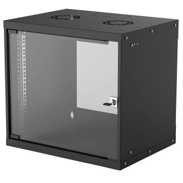 Intellinet 19" netwerkkast wand (basic), 9U, 400 mm diep, zwart, bouwpakket, max. 50 kg, bruikbare diepte 340 mm, glazen deur, montagemateriaal niet inbegrepen (714174) thumbnail
