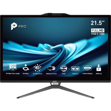 MSI Pro AP222T 14M-622EU Intel® Pentium® Gold G7400 54,6 cm (21.5") 1920 x 1080 Pixels Touchscreen Alles-in-één-pc 8 GB DDR4-SDRAM 128 GB SSD Windows 11 Pro Wi-Fi 5 (802.11ac) Zwart (PRO AP222T 14M-622EU) thumbnail
