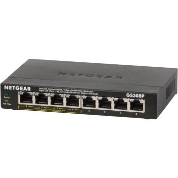 NETGEAR GS308P Unmanaged Gigabit Ethernet (10/100/1000) Power over Ethernet (PoE) Zwart (GS308P-100PES) thumbnail