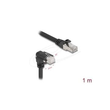 Delock GigE Kamera Kabel RJ45 Stecker 90° gewinkelt mit Schrauben, Steckerlänge 28 mm zu RJ45 Stecker Cat.6 S/FTP 1 m schwarz (8 (80962) thumbnail