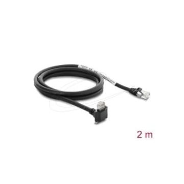 Delock GigE Kamera Kabel RJ45 Stecker 90° gewinkelt mit Schrauben, Steckerlänge 28 mm zu RJ45 Stecker Cat.6 S/FTP 2 m schwarz (8 (80963) thumbnail