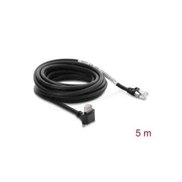 Delock GigE Kamera Kabel RJ45 Stecker 90° gewinkelt mit Schrauben, Steckerlänge 28 mm zu RJ45 Stecker Cat.6 S/FTP 3 m schwarz (8 (80964) thumbnail