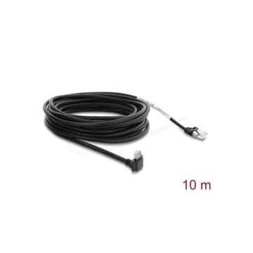 Delock GigE Kamera Kabel RJ45 Stecker 90° gewinkelt mit Schrauben, Steckerlänge 28 mm zu RJ45 Stecker Cat.6 S/FTP 10 m schwarz ( (80966) thumbnail