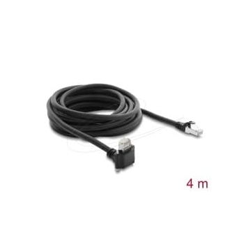Delock GigE Kamera Kabel RJ45 Stecker 90° gewinkelt mit Schrauben, Steckerlänge 28 mm zu RJ45 Stecker Cat.6 S/FTP 4 m schwarz (8 (80967) thumbnail