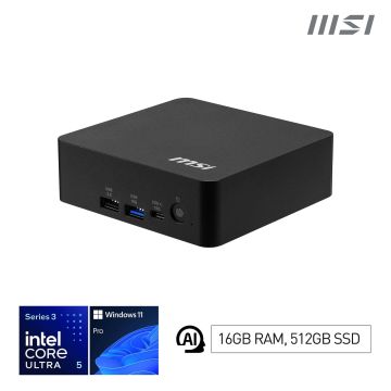 MSI Cubi NUC AI+ 3MG-004EU Copilot+ PC Intel Core Ultra 5 322 16 GB DDR5-SDRAM 512 GB SSD Windows 11 Pro Mini PC Zwart (9S6-B21111-004) thumbnail