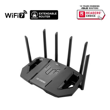 ASUS TUF-BE9400 WiFi 7 Gaming Router BE9400 Triband, 1x 2.5G WAN und 3x 2.5G LAN, Gaming Network (PROMO_90IG0A30-MO9C00) thumbnail