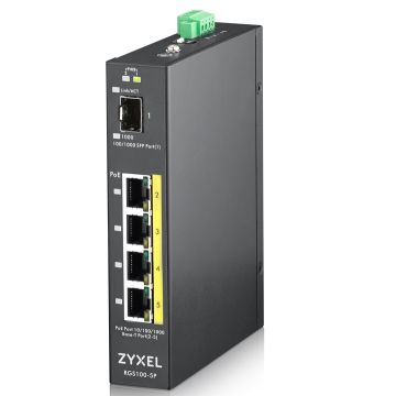 Zyxel RGS100-5P Unmanaged L2 Gigabit Ethernet (10/100/1000) Power over Ethernet (PoE) Zwart (RGS100-5P-ZZ0101F) thumbnail