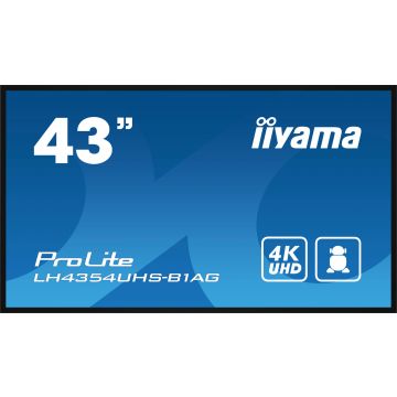 iiyama LH4354UHS-B1AG beeldkrant Digitale signage flatscreen 108 cm (42.5") LCD Wifi 500 cd/m² 4K Ultra HD Zwart Type processor Android 11 24/7