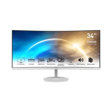 MSI Pro MP341CQ computer monitor 86,4 cm (34") 3440 x 1440 Pixels UltraWide Quad HD Wit (9S6-3PB2CT-010) thumbnail