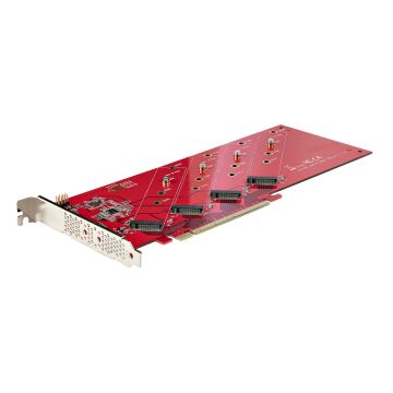 StarTech.com Quad M.2 PCI Express SSD Adapter Kaart, PCIe x16 naar Dual NVMe of AHCI M.2 SSDs, M2 PCIe Adapter, PCI Express 4.0, 7.8GBps/Schijf, PCIe Bifurcatie Vereist, Windows/Linux Compatibel (QUAD-M2-PCIE-CARD-B) thumbnail
