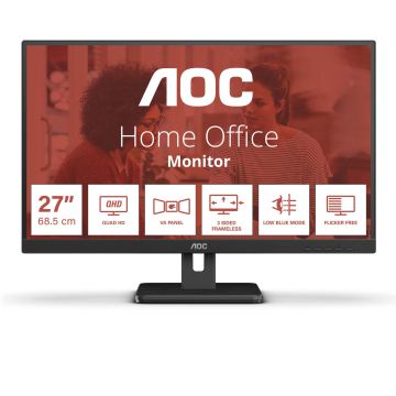 AOC E3 Q27E3UAM computer monitor 68,6 cm (27") 2560 x 1440 Pixels Quad HD Zwart (Q27E3UAM) thumbnail