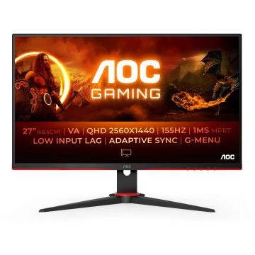 AOC G2 Q27G2E/BK computer monitor 68,6 cm (27") 2560 x 1440 Pixels Quad HD Zwart, Rood (Q27G2E/BK) thumbnail