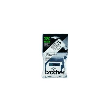 Brother Labelling Tape - 12mm, Black/White, Blister labelprinter-tape M