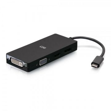 C2G USB-C multipoortadapter, 4-in-1 videoadapter met HDMI, DisplayPort, DVI en VGA - 4K 60Hz