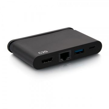 C2G USB-C 4-in-1 Compact Dock met HDMI®, USB-A, ethernet en USB-C stroomvoorziening tot 100W - 4K 30Hz