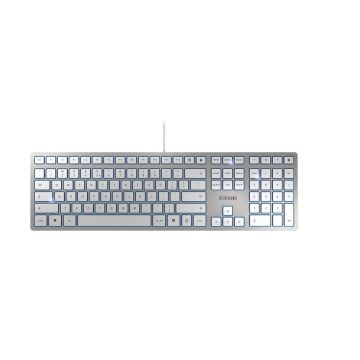 CHERRY KC 6000 Slim toetsenbord Universeel USB Amerikaans Engels Zilver, Wit (JK-1600EU-1) thumbnail