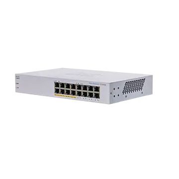 Cisco CBS110 Unmanaged L2 Gigabit Ethernet (10/100/1000) Power over Ethernet (PoE) 1U Grijs (CBS110-16PP-EU) thumbnail