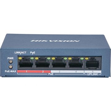 Hikvision DS-3E0105P-E/M(B) netwerk-switch L2 Fast Ethernet (10/100) Power over Ethernet (PoE) Grijs