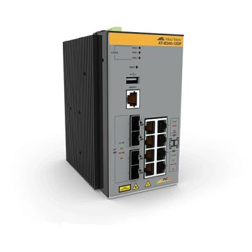 Allied Telesis AT-IE340-12GP-80 Managed L3 Gigabit Ethernet (10/100/1000) Power over Ethernet (PoE) Grijs (AT-IE340-12GP-80) thumbnail
