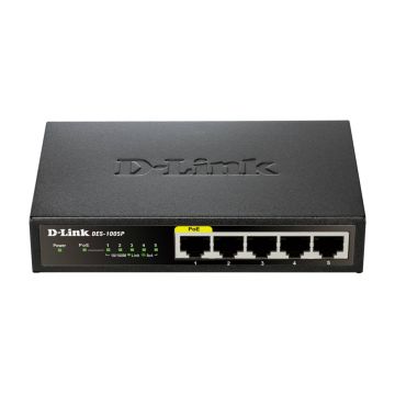 D-Link DES-1005P Unmanaged L2 Fast Ethernet (10/100) Power over Ethernet (PoE) Zwart (DES-1005P/E) thumbnail