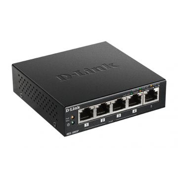 D-Link DGS-1005P Unmanaged L2 Gigabit Ethernet (10/100/1000) Power over Ethernet (PoE) Zwart