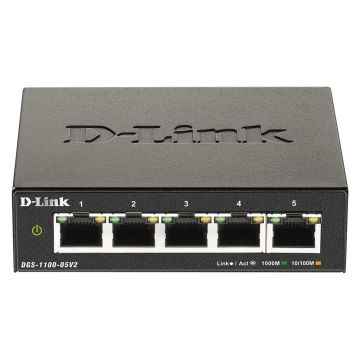 D-Link DGS-1100-05V2/E netwerk-switch Managed L2 Gigabit Ethernet (10/100/1000) Zwart (DGS-1100-05V2/E) thumbnail