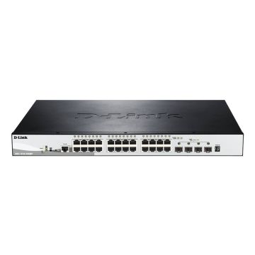 D-Link DGS-1510-28XMP Managed L2/L3 Gigabit Ethernet (10/100/1000) Power over Ethernet (PoE) Zwart, Grijs (DGS-1510-28XMP/E) thumbnail
