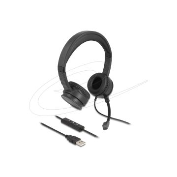 DELOCK USB Stereo Headset mit Kabel für PC und Notebook (27180) thumbnail
