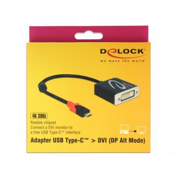 DeLOCK 61213 video kabel adapter 0,2 m USB Type-C DVI Zwart