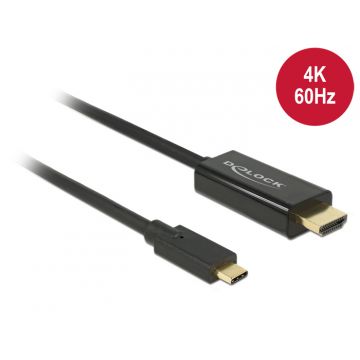 DeLOCK 85290 video kabel adapter 1 m USB Type-C HDMI Zwart
