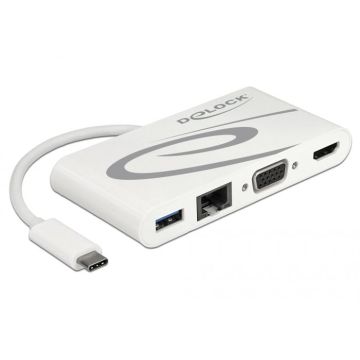 DeLOCK 87731 interface hub USB 3.2 Gen 1 (3.1 Gen 1) Type-C Grijs, Wit (87731) thumbnail