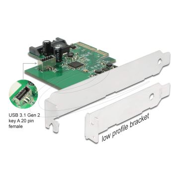 Delock PCI Express x4 Karte zu 1 x intern USB 10 Gbps Typ-E Key A 20 Pin Buchse (89029) thumbnail