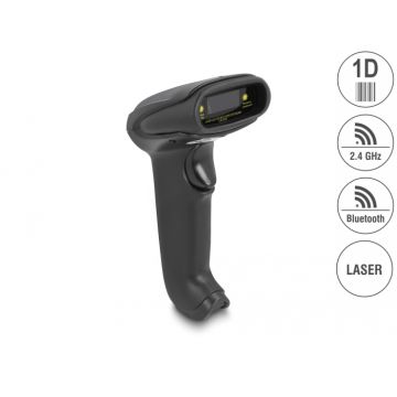 DeLOCK 90564 barcode-lezer Draagbare streepjescodelezer 1D Laser Zwart (90564) thumbnail