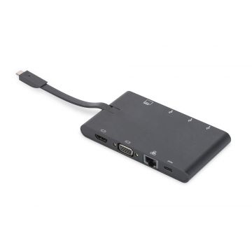 Digitus DA-70865 notebook dock & poortreplicator Bedraad USB 3.2 Gen 1 (3.1 Gen 1) Type-C Zwart