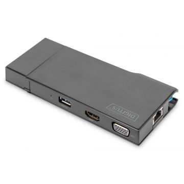 Digitus DA-70894 notebook dock & poortreplicator Bedraad USB 3.2 Gen 1 (3.1 Gen 1) Type-A Zwart