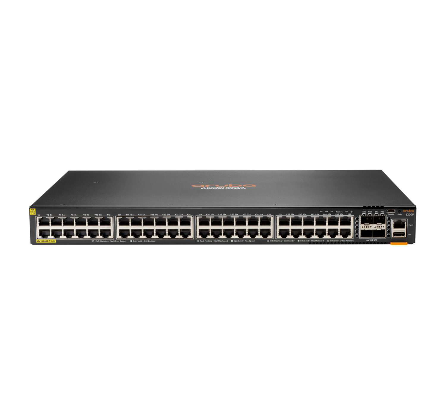 Product Image for Aruba CX 6200F 48G Class-4 PoE 4SFP 740W Managed L3 Gigabit Ethernet (10/100/1000) Power over Ethernet (PoE) 1U