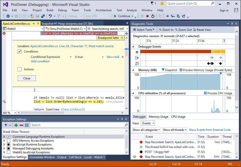 Visual Studio 2015 screenshot