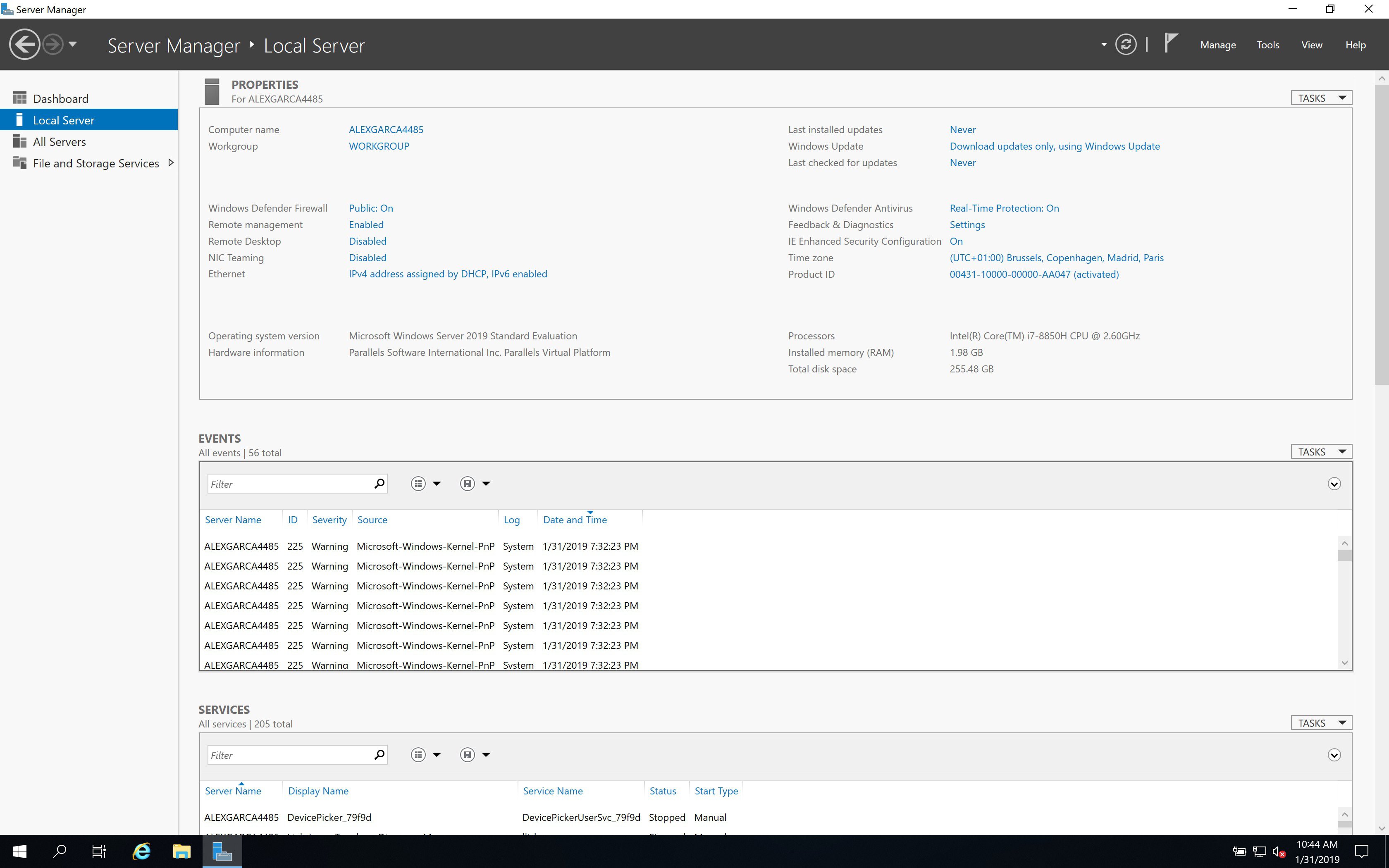 Microsoft Windows Server 2019 (serverbeheer)