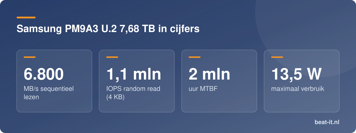 Samsung PM9A3 U.2 7,68 TB in cijfers